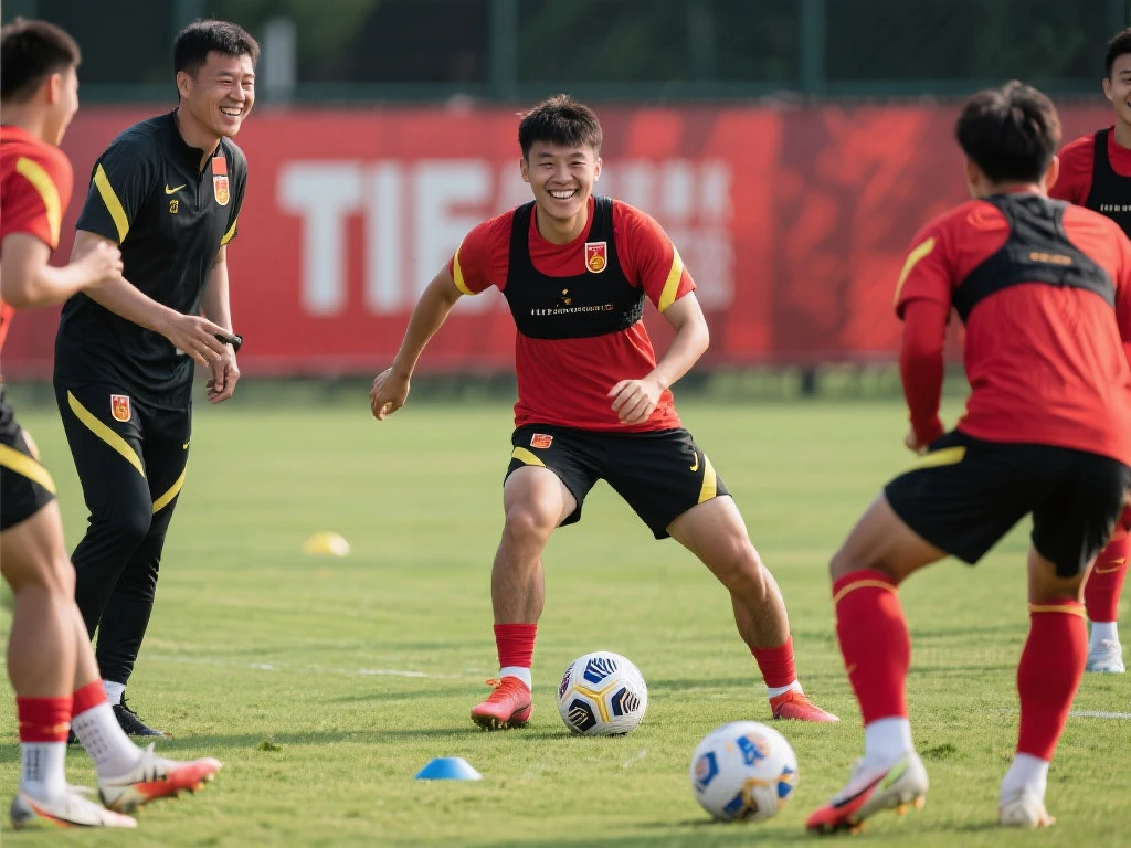 【现场报道】国青训练氛围轻松 备战袋鼠队部分阵容调整